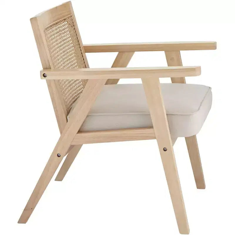 55 Downing Street Zuma Beige Fabric Rattan Accent Chair