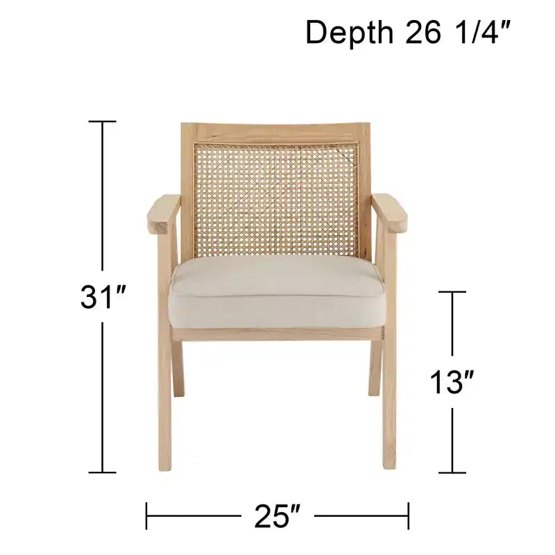 55 Downing Street Zuma Beige Fabric Rattan Accent Chair