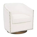 Flash Furniture Myles Club Style Commercial Barrel Accent Armchair with 360 Swivel Metal Base and Upholstery with Decorative Nail Head Trim