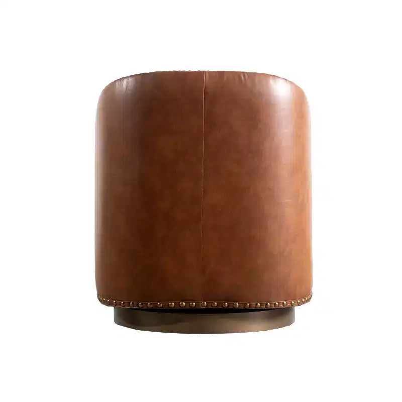 Flash Furniture Myles Club Style Commercial Barrel Accent Armchair with 360 Swivel Metal Base and Upholstery with Decorative Nail Head Trim
