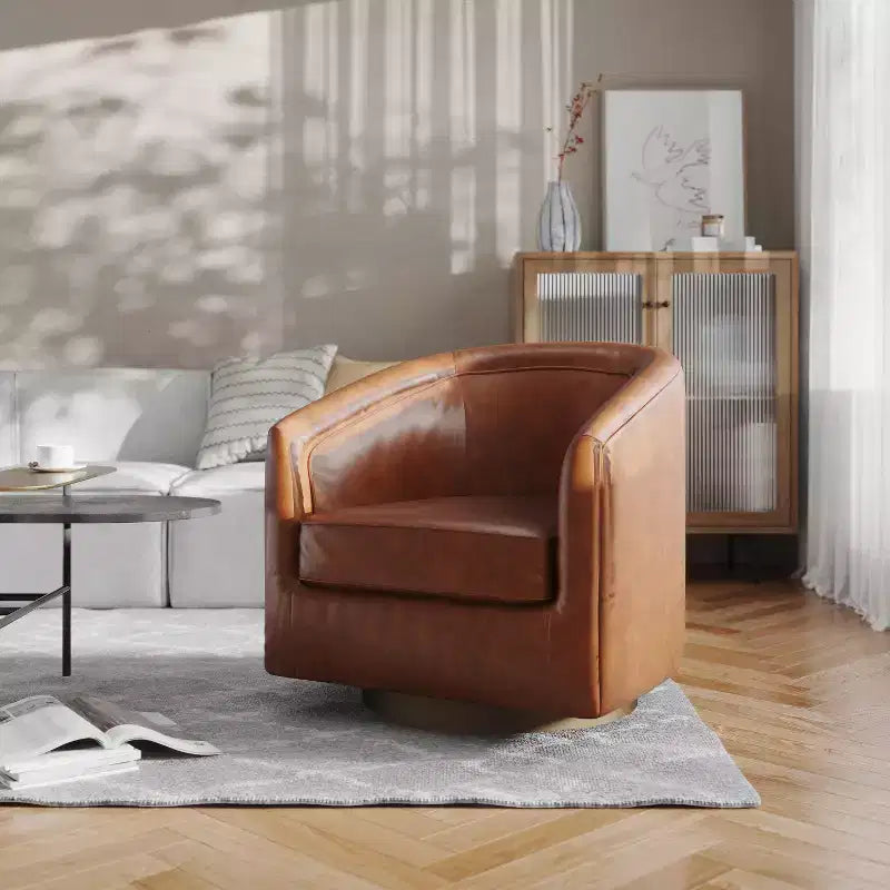 Fauteuil à dossier en tonneau commercial de style club Flash Furniture Dean avec base pivotante en métal à 360 degrés et accoudoirs inclinés