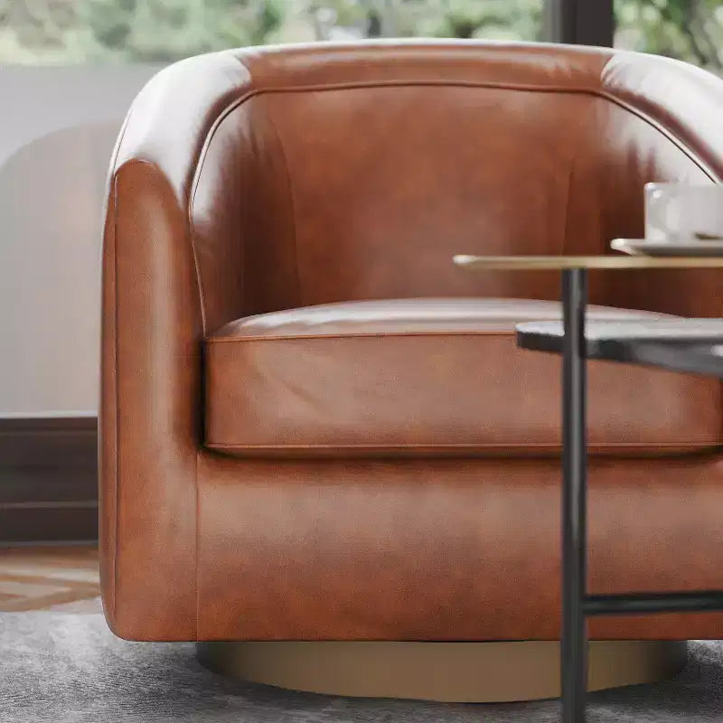 Fauteuil à dossier en tonneau commercial de style club Flash Furniture Dean avec base pivotante en métal à 360 degrés et accoudoirs inclinés