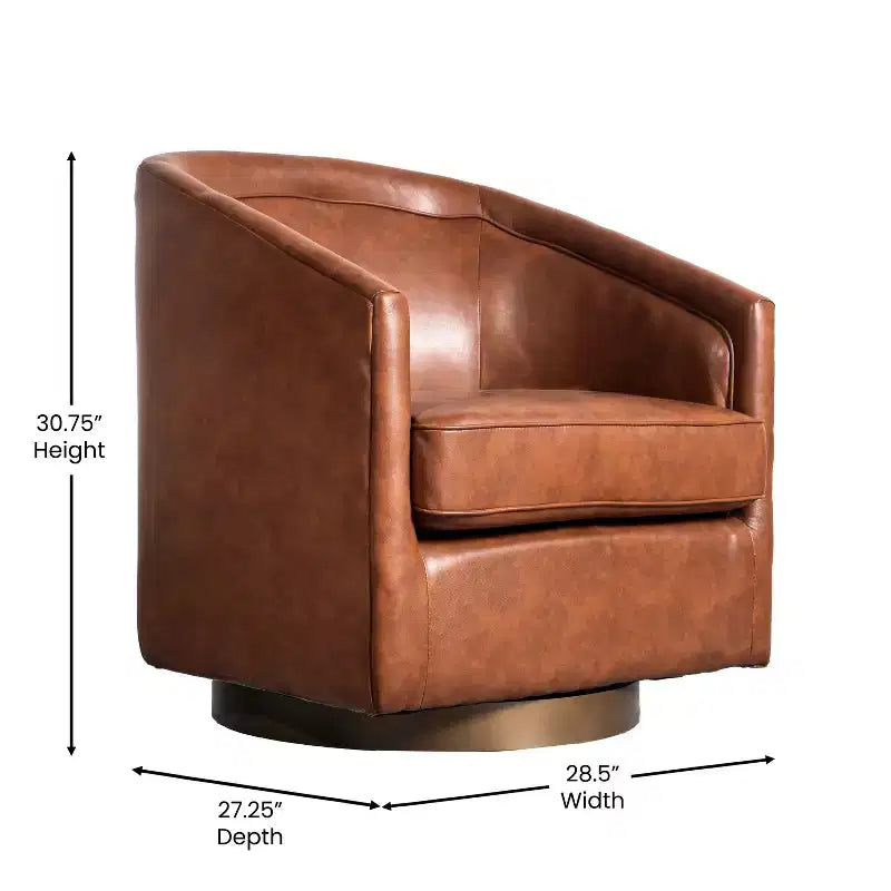 Fauteuil à dossier en tonneau commercial de style club Flash Furniture Dean avec base pivotante en métal à 360 degrés et accoudoirs inclinés