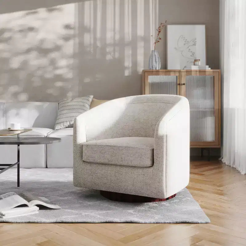 Fauteuil à dossier en tonneau commercial de style club Flash Furniture Dean avec base pivotante en métal à 360 degrés et accoudoirs inclinés