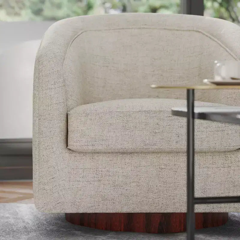 Fauteuil à dossier en tonneau commercial de style club Flash Furniture Dean avec base pivotante en métal à 360 degrés et accoudoirs inclinés