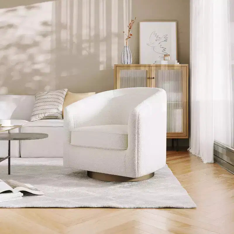 Fauteuil à dossier en tonneau commercial de style club Flash Furniture Dean avec base pivotante en métal à 360 degrés et accoudoirs inclinés