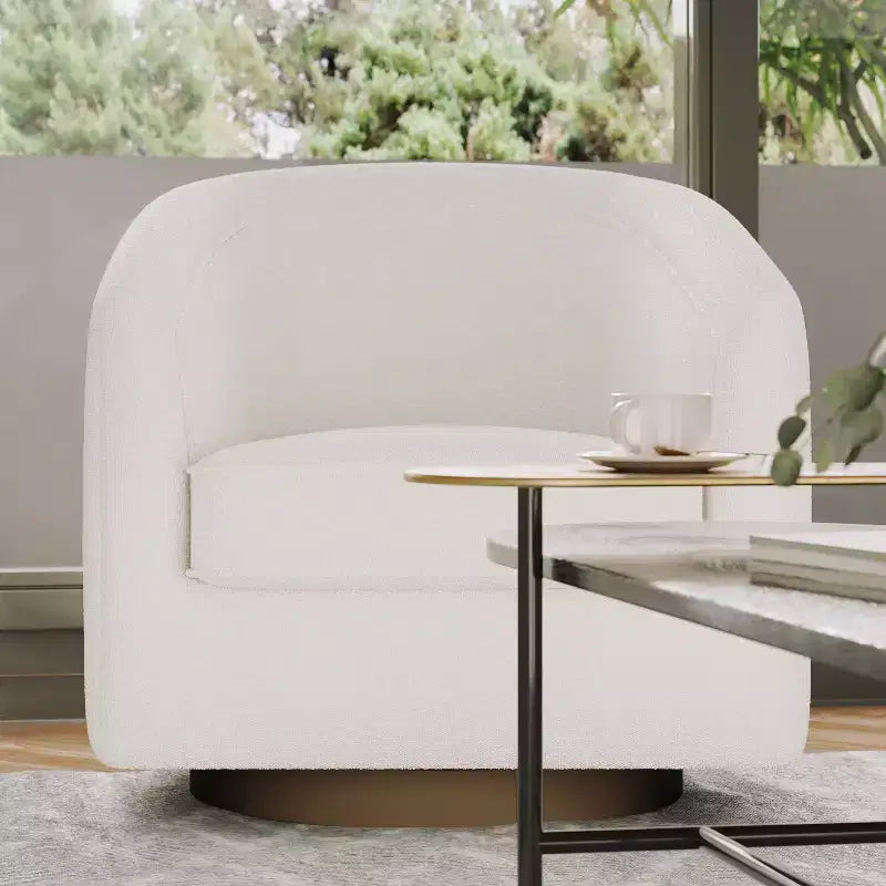 Fauteuil à dossier en tonneau commercial de style club Flash Furniture Dean avec base pivotante en métal à 360 degrés et accoudoirs inclinés