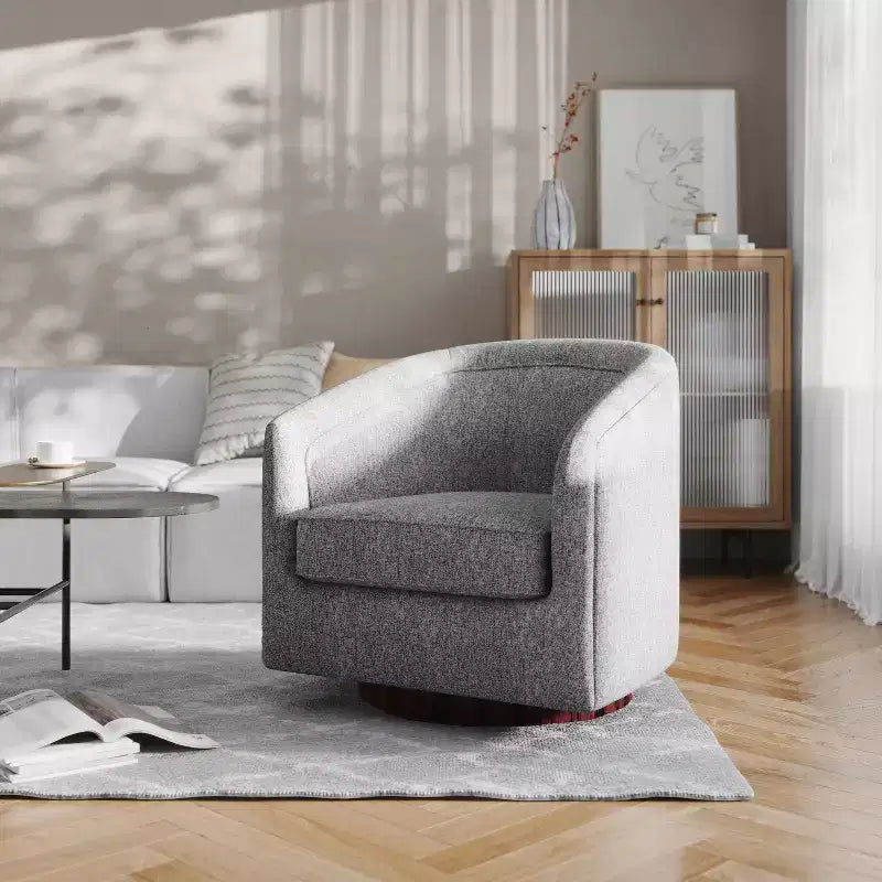 Fauteuil à dossier en tonneau commercial de style club Flash Furniture Dean avec base pivotante en métal à 360 degrés et accoudoirs inclinés