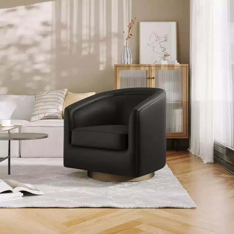 Fauteuil à dossier en tonneau commercial de style club Flash Furniture Dean avec base pivotante en métal à 360 degrés et accoudoirs inclinés