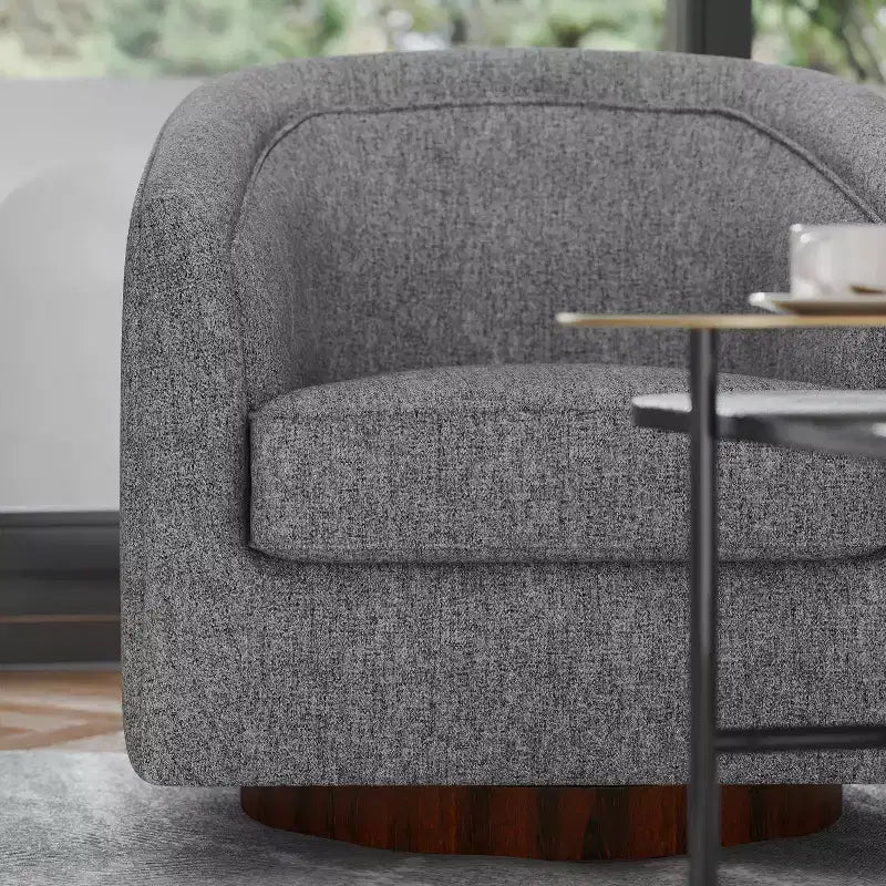 Fauteuil à dossier en tonneau commercial de style club Flash Furniture Dean avec base pivotante en métal à 360 degrés et accoudoirs inclinés