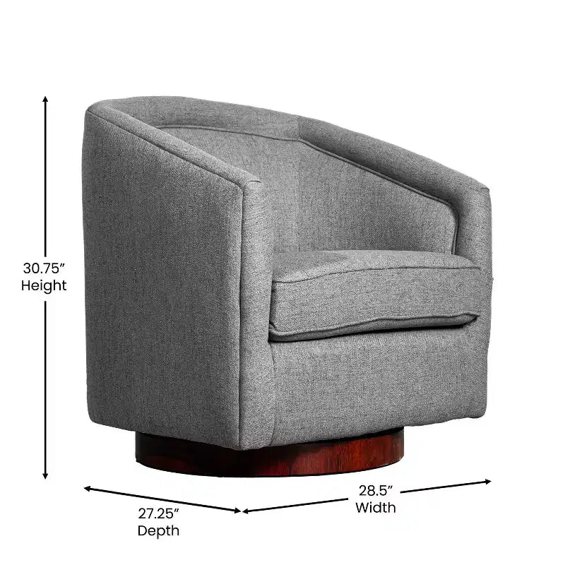Fauteuil à dossier en tonneau commercial de style club Flash Furniture Dean avec base pivotante en métal à 360 degrés et accoudoirs inclinés