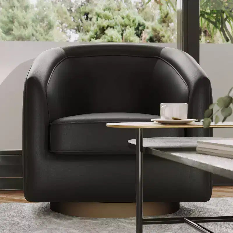 Fauteuil à dossier en tonneau commercial de style club Flash Furniture Dean avec base pivotante en métal à 360 degrés et accoudoirs inclinés
