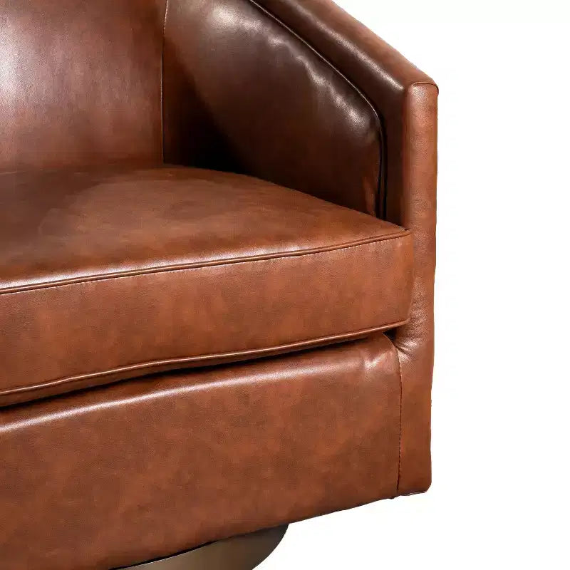 Emma and Oliver Club Style Barrel Accent Chair with 360 Degree Swivel Base and Sloped Armrests