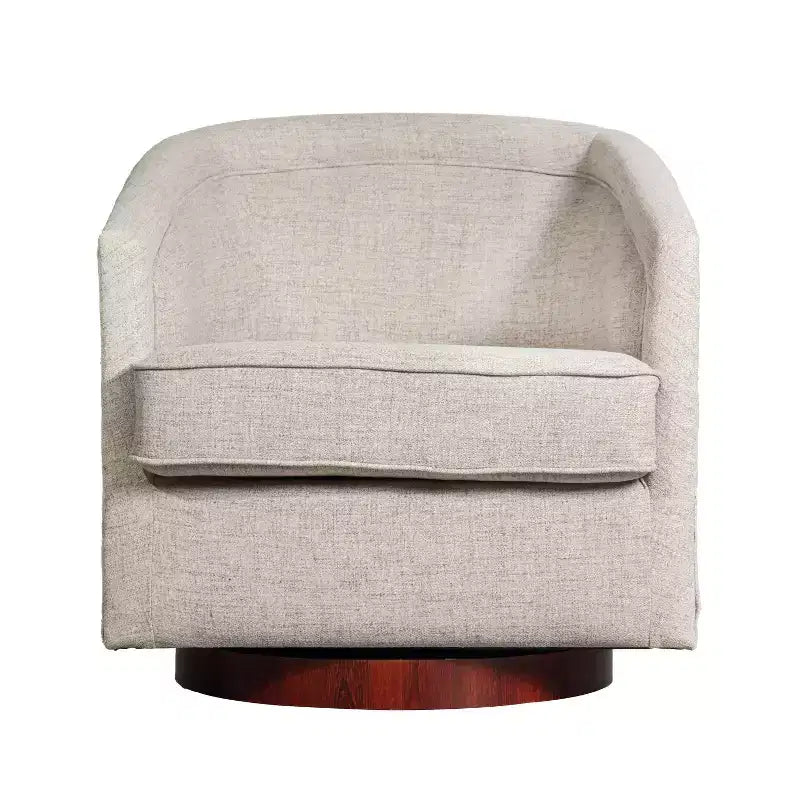 Emma and Oliver Club Style Barrel Accent Chair with 360 Degree Swivel Base and Sloped Armrests
