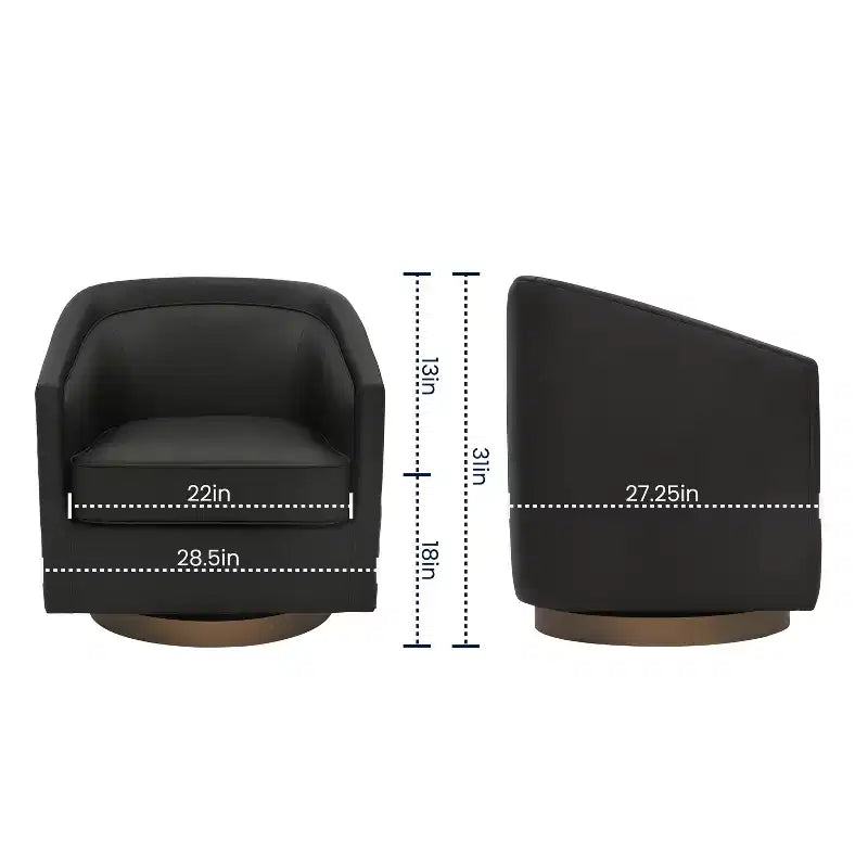 Emma and Oliver Club Style Barrel Accent Chair with 360 Degree Swivel Base and Sloped Armrests