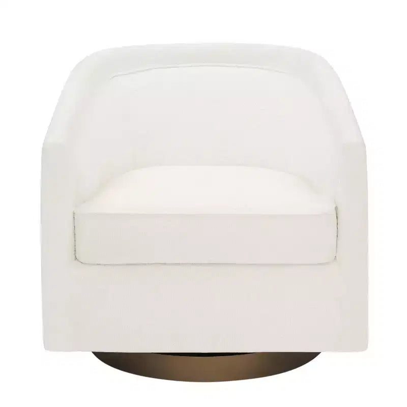 Emma and Oliver Club Style Barrel Accent Chair with 360 Degree Swivel Base and Sloped Armrests