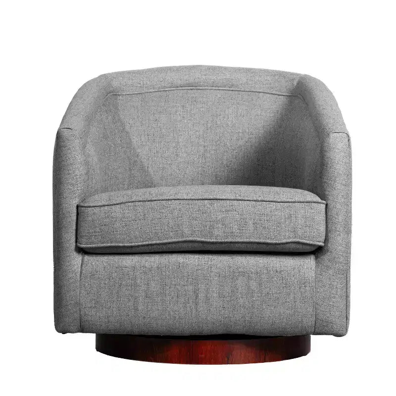 Emma and Oliver Club Style Barrel Accent Chair with 360 Degree Swivel Base and Sloped Armrests