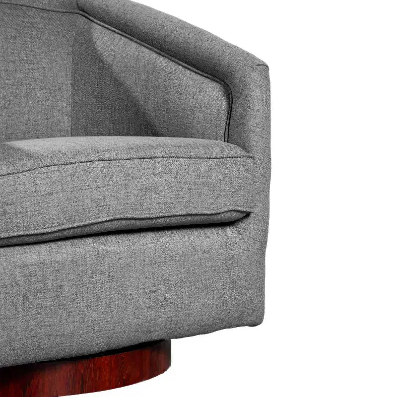 Emma and Oliver Club Style Barrel Accent Chair with 360 Degree Swivel Base and Sloped Armrests