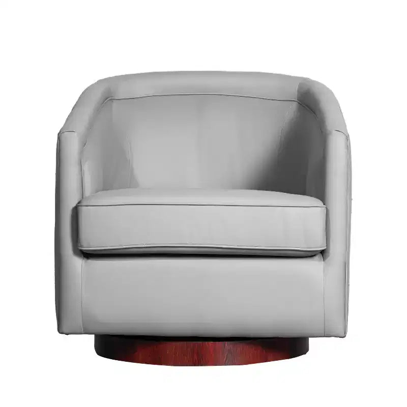Emma and Oliver Club Style Barrel Accent Chair with 360 Degree Swivel Base and Sloped Armrests