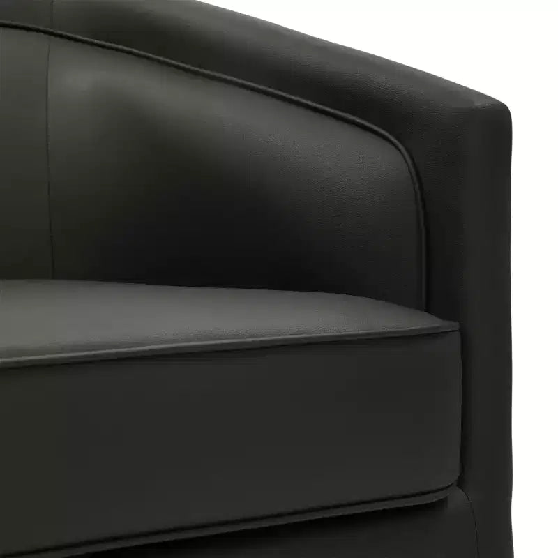 Emma and Oliver Club Style Barrel Accent Chair with 360 Degree Swivel Base and Sloped Armrests