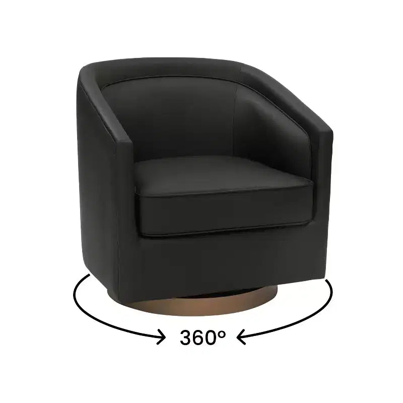Emma and Oliver Club Style Barrel Accent Chair with 360 Degree Swivel Base and Sloped Armrests