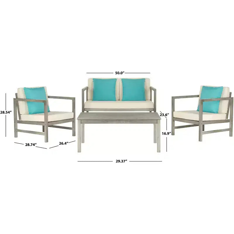 Montez Ensemble de Patio 4 Pièces - Intérieur/Extérieur - PAT7030 - Safavieh