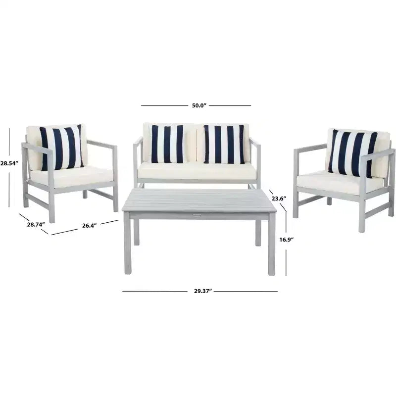 Montez Ensemble de Patio 4 Pièces - Intérieur/Extérieur - PAT7030 - Safavieh