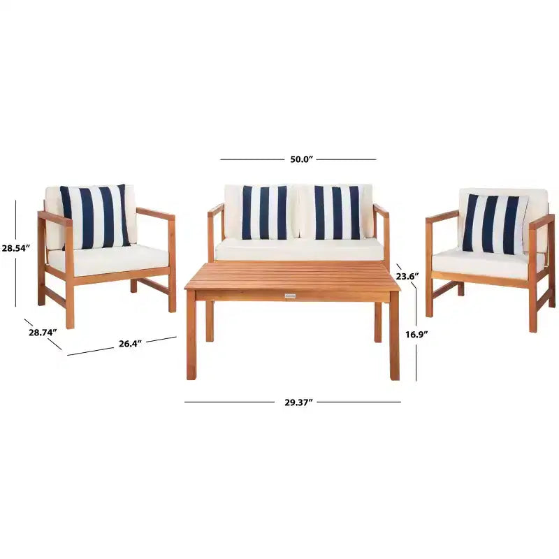 Montez Ensemble de Patio 4 Pièces - Intérieur/Extérieur - PAT7030 - Safavieh