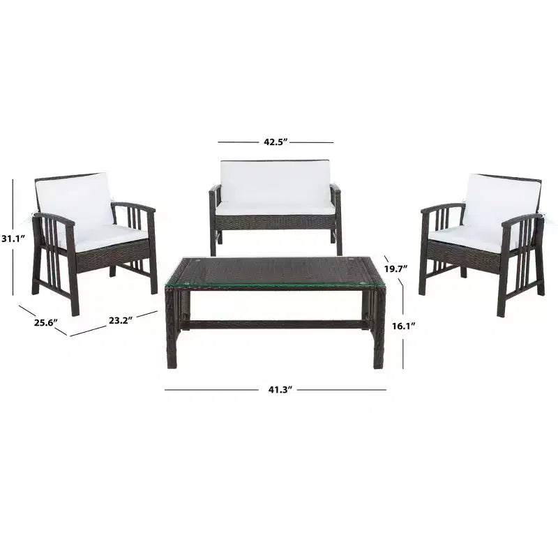 Ensemble de salon Reslor 4 pièces - Intérieur/Extérieur - PAT7713 - Safavieh