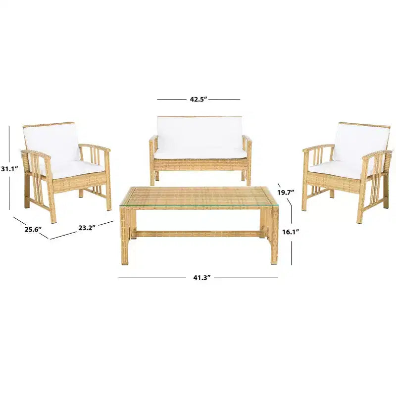 Ensemble de salon Reslor 4 pièces - Intérieur/Extérieur - PAT7713 - Safavieh
