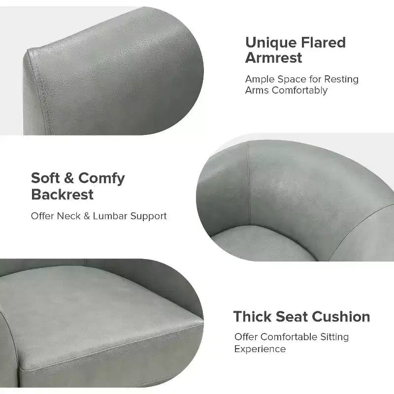 Set of 2 Molly Modern 360-degree Swivel Barrel Genuine Leather Chair with Solid Wood Base|ART OF LIVING DESIGNS