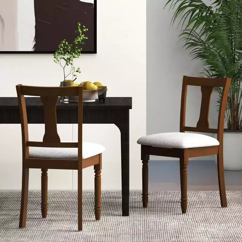 Costway Lot de 2 chaises en bois antique rembourrées avec rangement Noir et beige/marron et gris clair