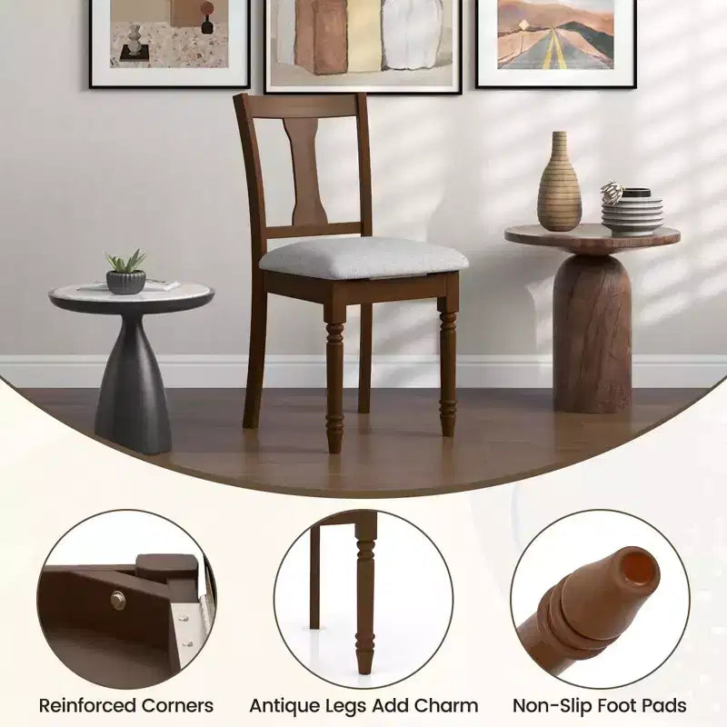 Costway Lot de 2 chaises en bois antique rembourrées avec rangement Noir et beige/marron et gris clair