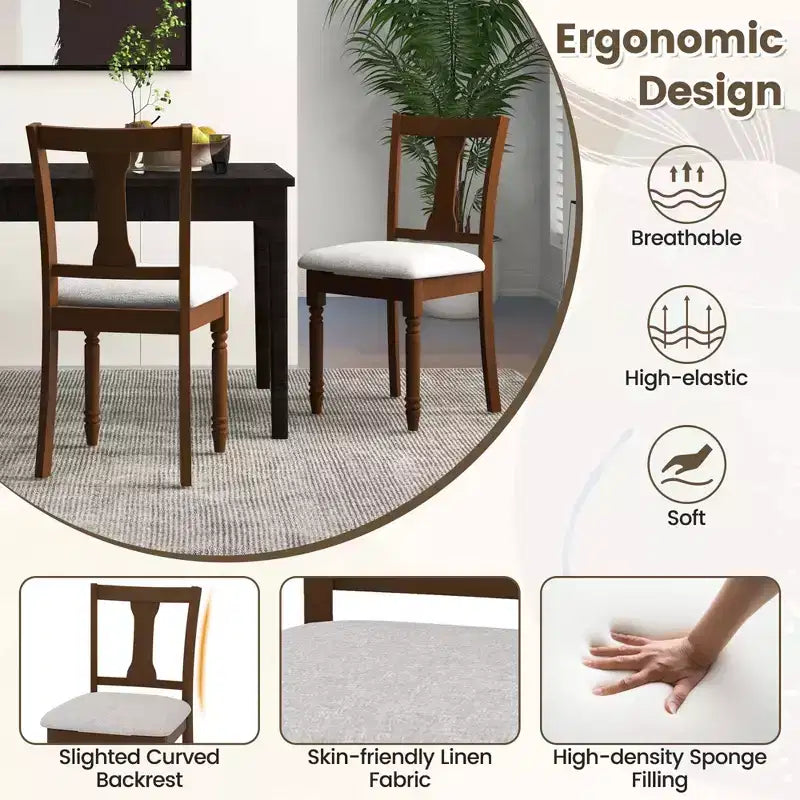 Costway Lot de 2 chaises en bois antique rembourrées avec rangement Noir et beige/marron et gris clair