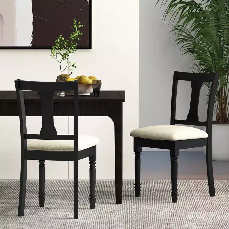Costway Lot de 2 chaises en bois antique rembourrées avec rangement Noir et beige/marron et gris clair