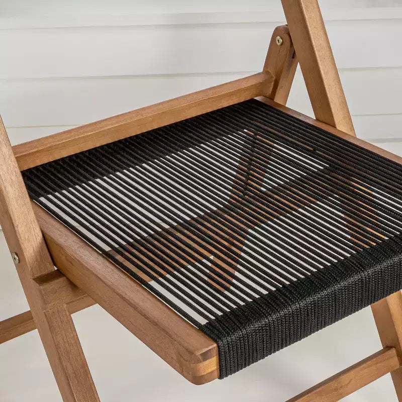 JONATHAN Y Olivier Coastal Modern Wood Roped Folding Chair with Adjustable Back