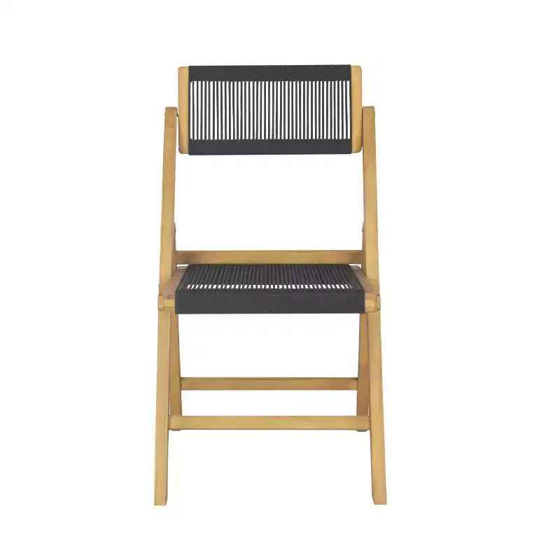 JONATHAN Y Olivier Coastal Modern Wood Roped Folding Chair with Adjustable Back