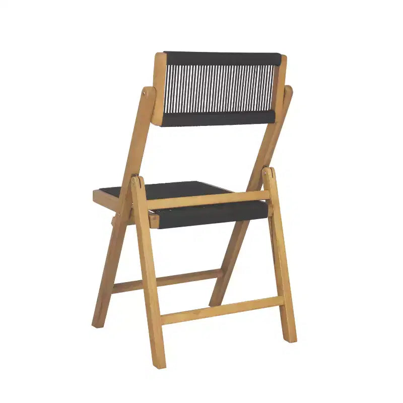 JONATHAN Y Olivier Coastal Modern Wood Roped Folding Chair with Adjustable Back