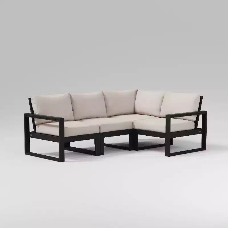 POLYWOOD 4pc EDGE Modular Deep Seating Outdoor Patio Sectional Sofa Furniture Set