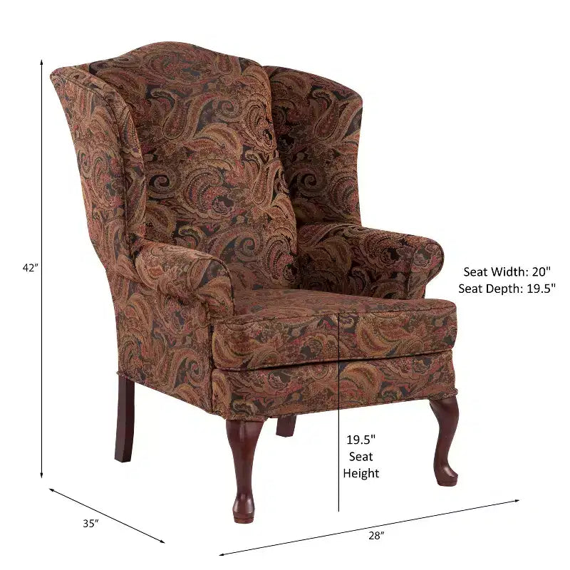 Fauteuil d'appoint traditionnel à oreilles Comfort Pointe Paisley