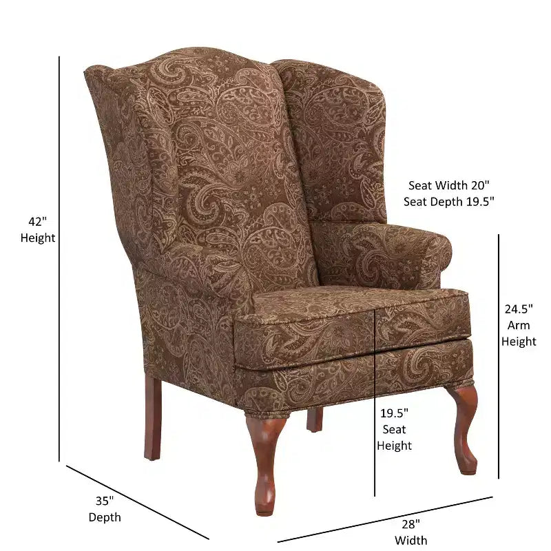 Fauteuil d'appoint traditionnel à oreilles Comfort Pointe Paisley