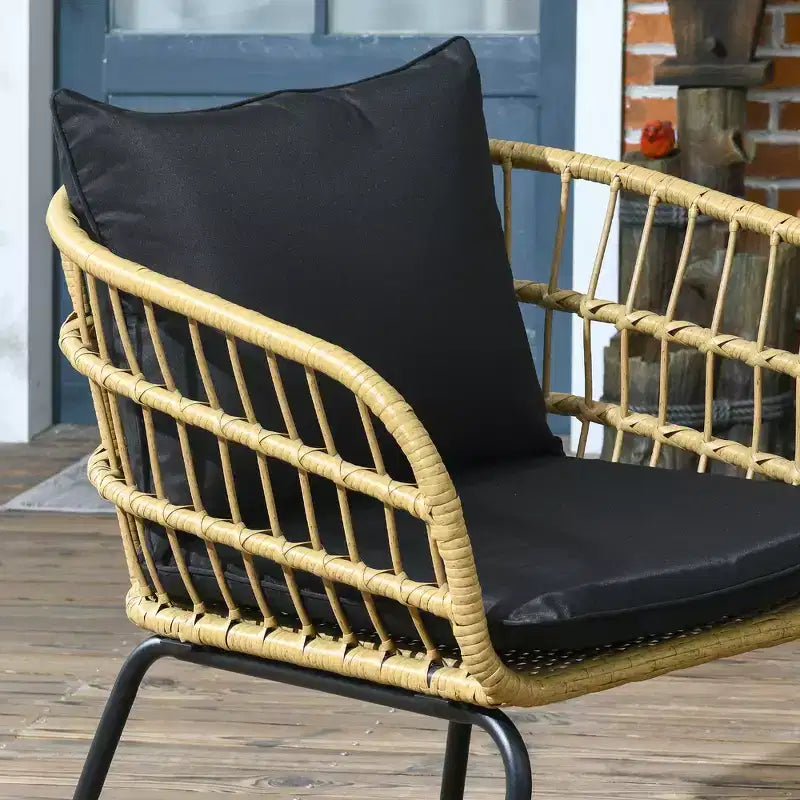 Outsunny Ensemble de mobilier d'extérieur 5 pièces en rotin PE avec chaises rembourrées, canapé deux places et tables basses empilables