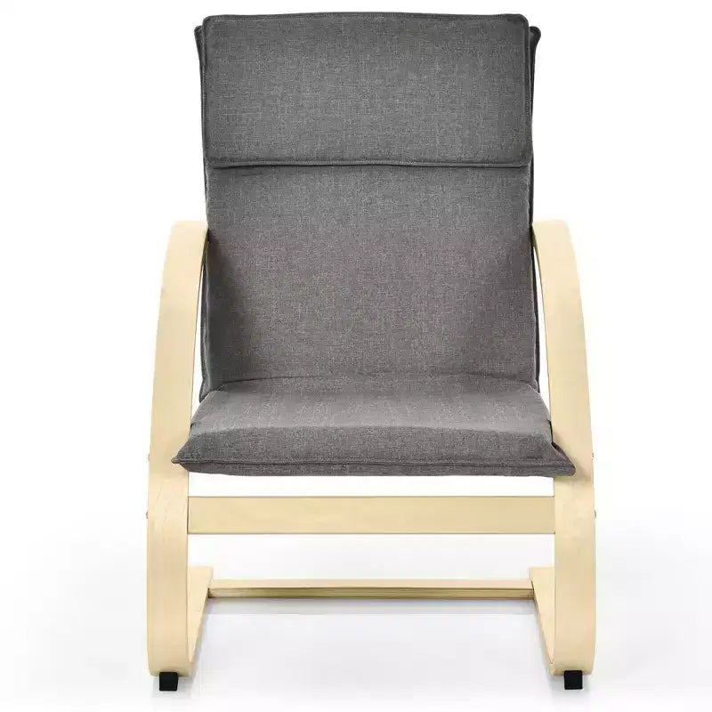 Costway Fauteuil de salon moderne en bois courbé avec accoudoirs en tissu gris