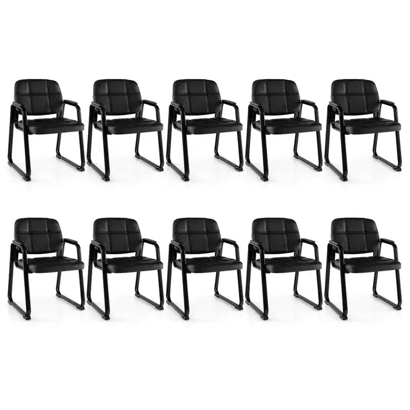 Costway Waiting Room Chair Set of 2/4 Upholstered Guest Conference Chair with Armrest Black