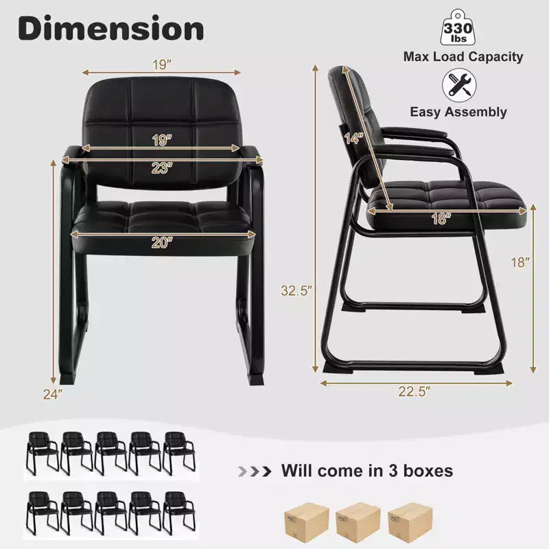 Costway Waiting Room Chair Set of 2/4 Upholstered Guest Conference Chair with Armrest Black