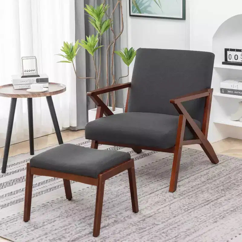Breighton Home Take a Seat Cliff Mid-Century Modern Accent Lounge Armchair with Ottoman