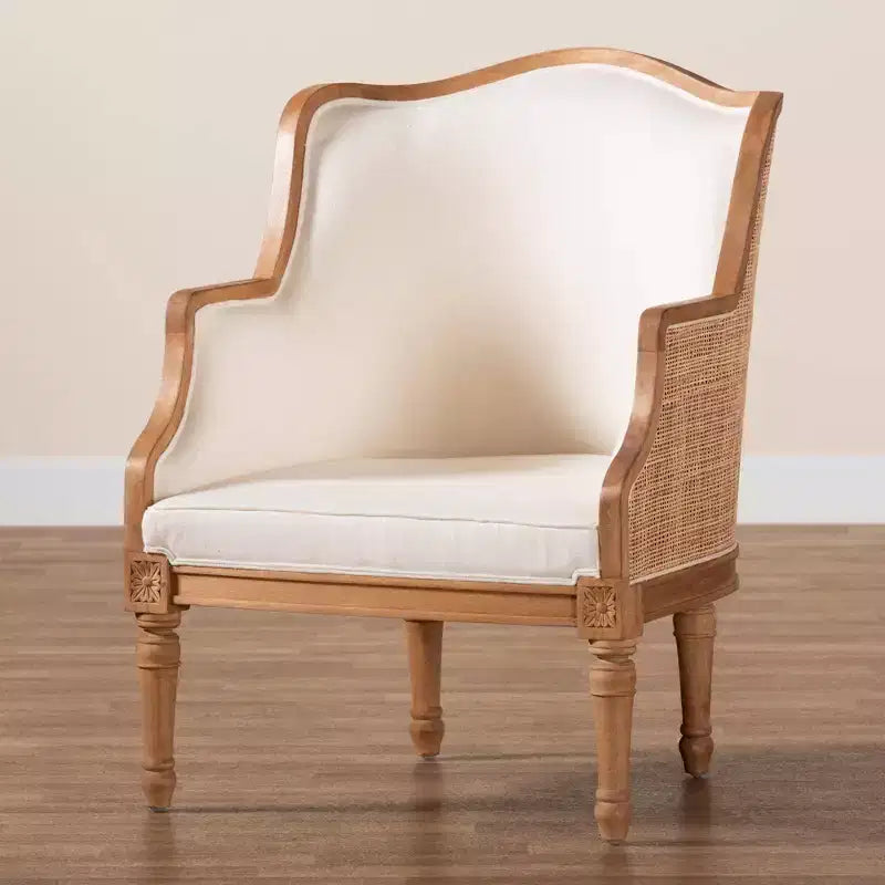 bali & pari Elizette Fabric and Wood Accent Chair