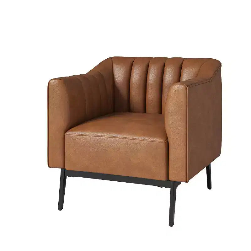 Carsten Industry 30 Wide Faux Leather Chair with Metal Leg|HULALA HOME-CAMEL