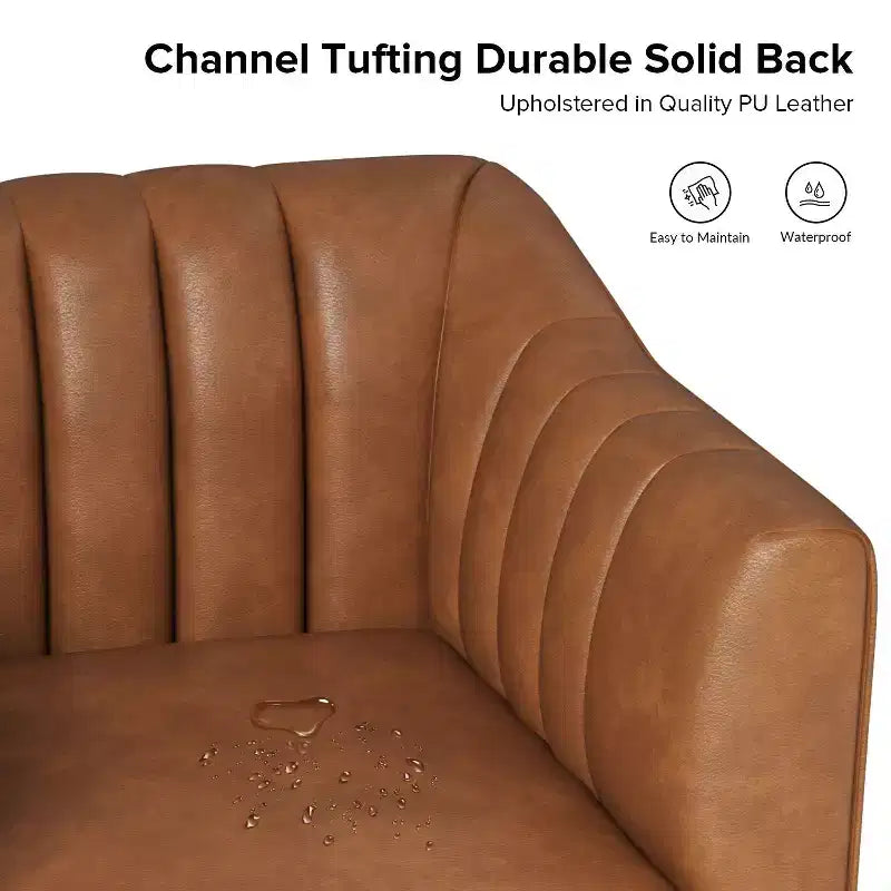 Carsten Industry 30 Wide Faux Leather Chair with Metal Leg|HULALA HOME-CAMEL