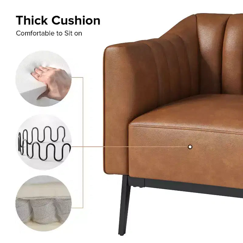 Carsten Industry 30 Wide Faux Leather Chair with Metal Leg|HULALA HOME-CAMEL